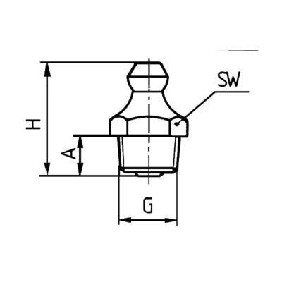 Hydraulik Schmiernippel H1 1/4" NPT, SW 14, DIN 71412, Form A, Stahl verzinkt