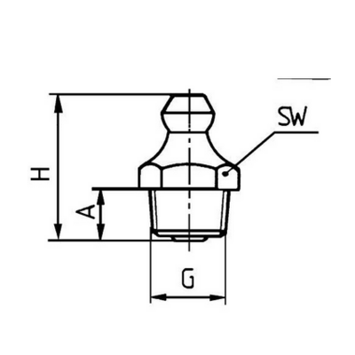 Hydraulik Schmiernippel H1 M 6 x 1,0, SW 7, DIN 71412, Form A, Edelstahl V2A mit zylindrischem Gewinde