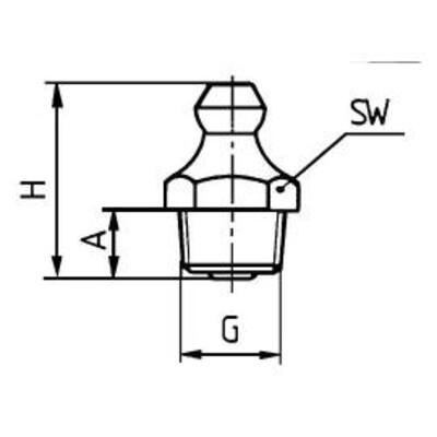 Hydraulik Schmiernippel H1 M 8 x 1,0, SW 9, DIN 71412, Form A, V2A Edelstahl zylindrisch hinterstochen