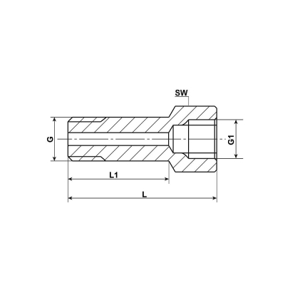 Reduzierstück Nr. 16C, Stahl verzinkt, Länge: 19 mm IG- M8x1,0 x AG- M6x1,0, SW 11